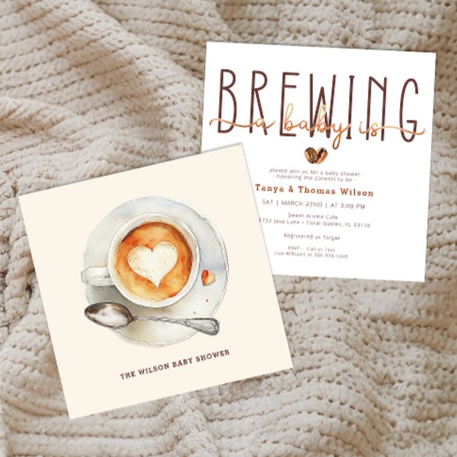 Baby braut moderne Kaffee-Baby-Dusche Einladung (A Baby Is Brewing Invite)