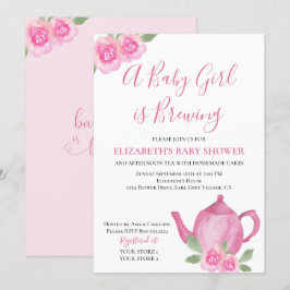 Baby braut Pink Teapot Girl Baby Dusche Einladung