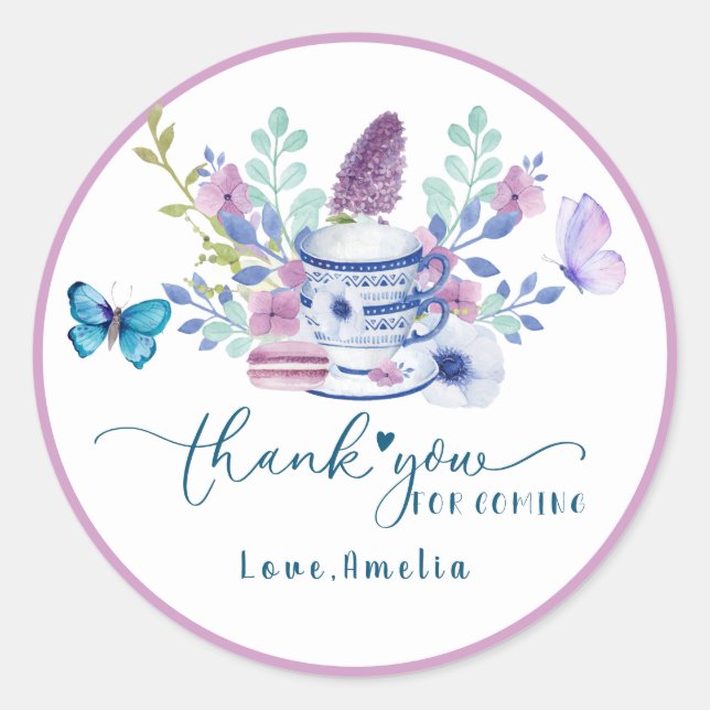 Baby Braut Tee Party Babydusche Danke Runder Aufkleber (Vorderseite)