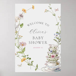 Baby Braut Wildblume Tea Baby Dusche Empfang Poster