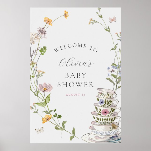Baby Braut Wildblume Tea Baby Dusche Empfang Poster (Vorne)