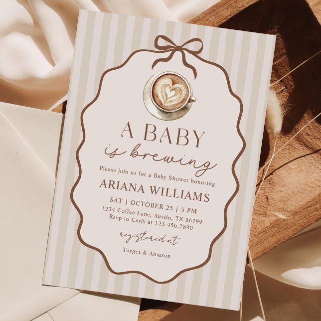 Baby Brautparty mit Bow Coffee Einladung (Von Creator hochgeladen)