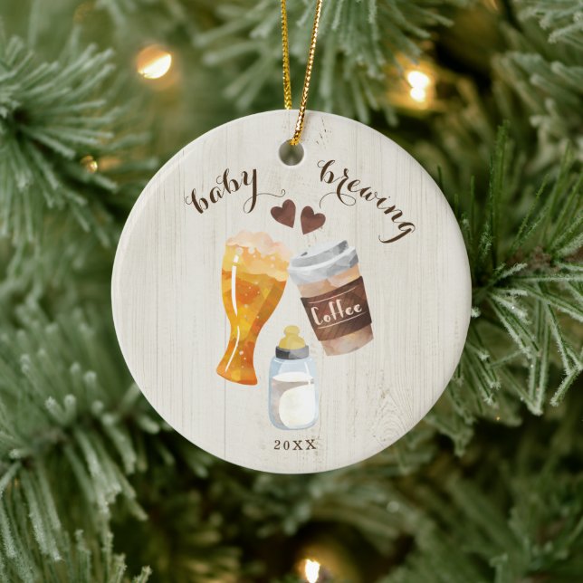 Baby Break Coffee, Beer & Baby Bottle Toast Keramik Ornament (Baum)