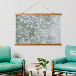 Baby-Breath-Blumen Nahaufnahme Naturfotografie Wandteppich Mit Holzrahmen