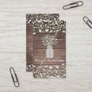 Baby-Breath-Blumen Rustikales Holz Landhausstil Visitenkarte