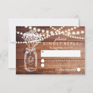 BABY BREATH RUSTIKALE LANDHOCHZEIT MASON JAR RSVP KARTE