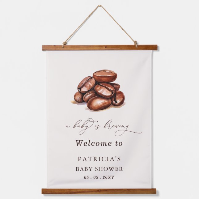 Baby Brechen Coffee Baby Dusche Begrüßungszeichen Wandteppich Mit Holzrahmen (Vorderseite)