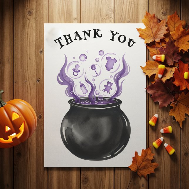 Baby Brew Hexe Cauldron Halloween Babydusche Dankeskarte (Baby Brew Witch Cauldron Halloween Baby Shower Thank You Card
)