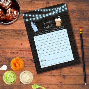 Baby Brewing Blue rät das Baby Food Dusche Spiel Einladung