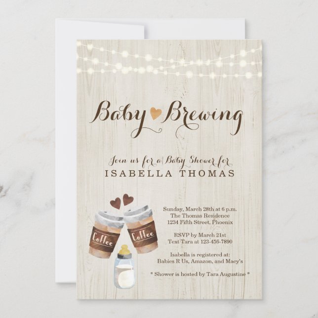 Baby Brewing Coffee Baby Shower Einladung (Vorderseite)