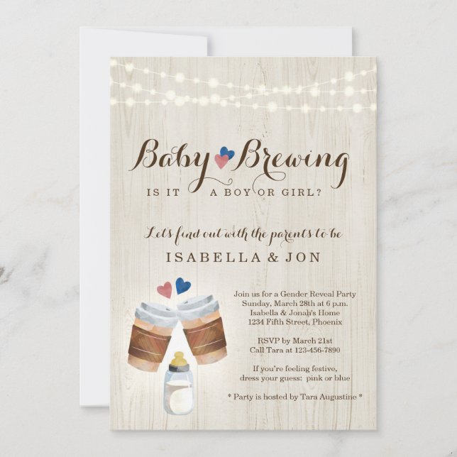 Baby Brewing Coffee or Tea Gender Reveal Party Inv Einladung (Vorderseite)