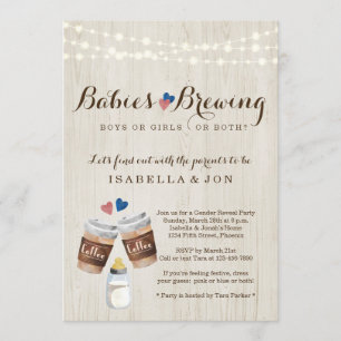 Baby Brewing Coffee Twins Gender Reveal Party Einladung