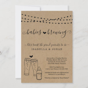 Baby Brewing Couple's Twins Baby Shower Einladung