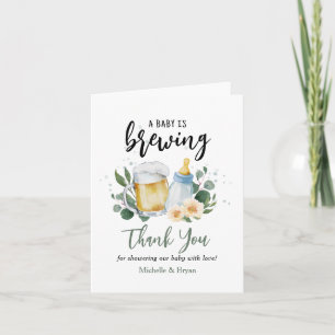 Baby Brewing Greenery Baby Dusche Vielen Dank Dankeskarte
