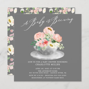 Baby Brewing Pink Peonies Floral Baby Tee Einladung