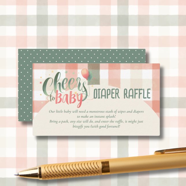 Baby Brewing Sage Peach Gingham Details Cards Begleitkarte (Von Creator hochgeladen)