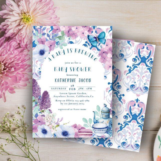 Baby Brewing Tee Party Babydusche Einladung (Von Creator hochgeladen)