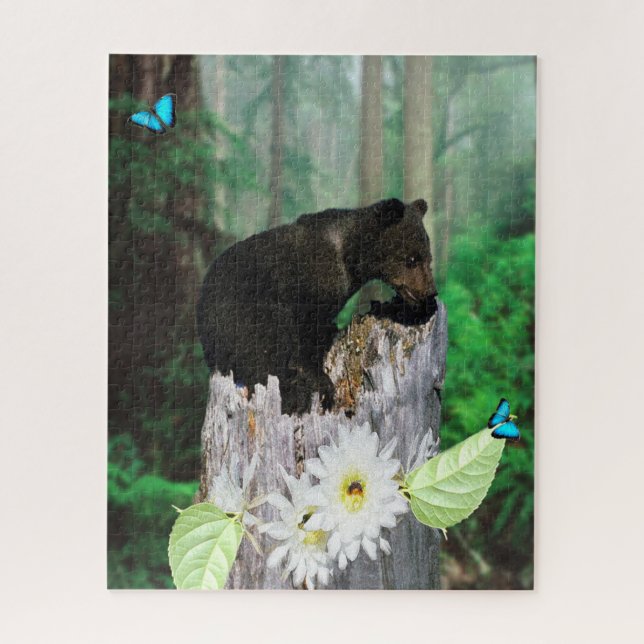 Baby Brown Bear Cub on Treppe, Puzzle (Vertikal)