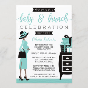 Baby & Bruch Baby Shower Invasion, Aquamarin, Blac Einladung