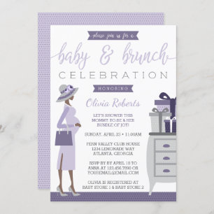 Baby & Bruch Baby Shower Invasion, Lila, Gray Einladung