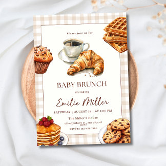 Baby Brunch Baby Shower Coffee Croissant Breakfast Einladung
