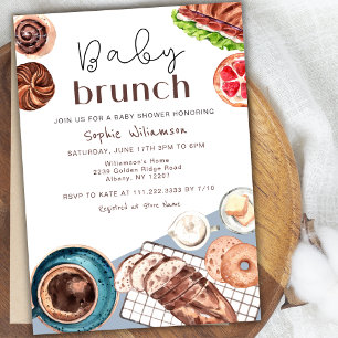 Baby-Brunch-Bäckerei-Gebäck-Frühstück-Baby-Party Einladung