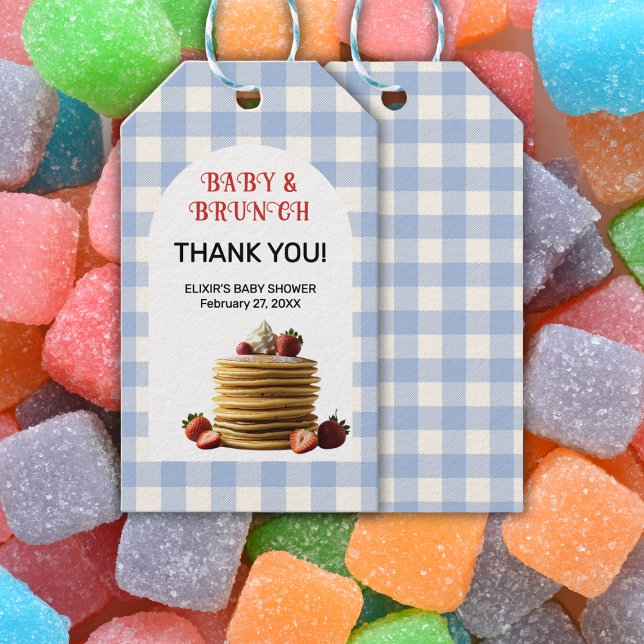 Baby & Brunch Blue Strawberry Pancakes Baby Dusche Geschenkanhänger (Von Creator hochgeladen)