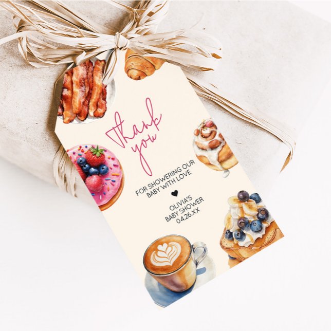 Baby Brunch Brot Gebäck Babydusche Liebesmarken Geschenkanhänger (Baby Brunch Baby Shower Favor Tags)