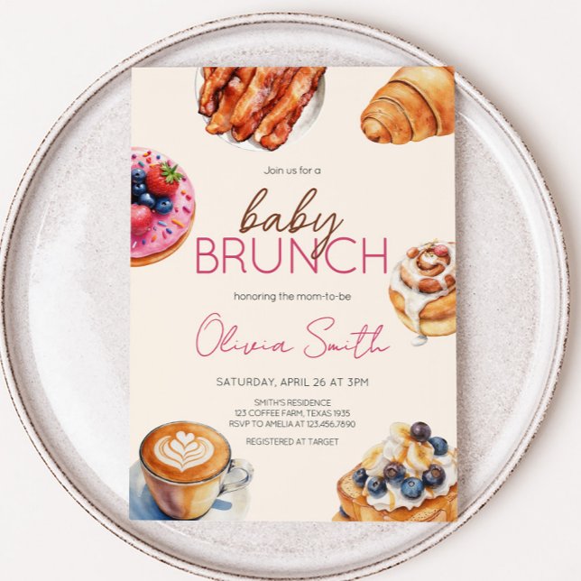 Baby Brunch Brot Pastries Babydusche Einladung (Baby Brunch Baby Shower Invitation)