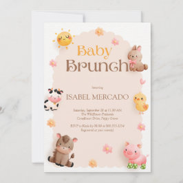 Baby Brunch Farm Animals Babydusche Einladung