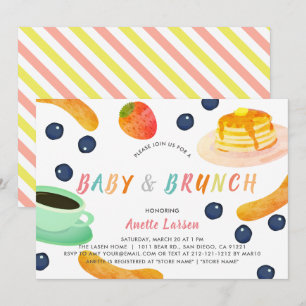 Baby & Brunch Pancake Coffee Berry Baby Dusche Einladung