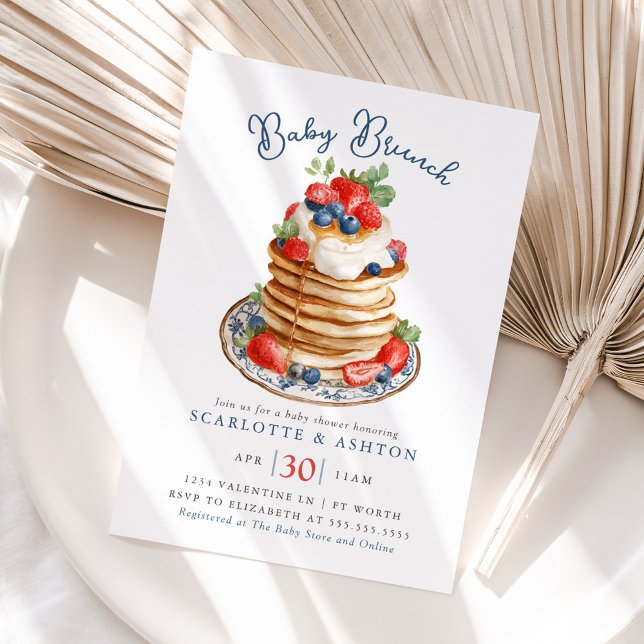 Baby Brunch Pancake Stack Vintage Baby Shower Einladung (Von Creator hochgeladen)