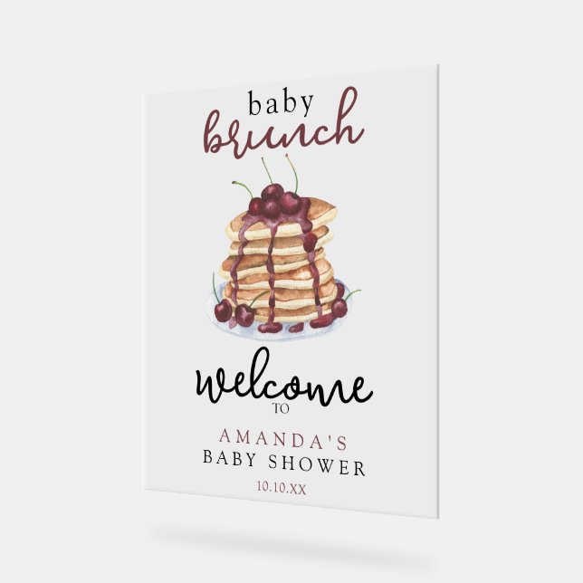 Baby Brunch Pancakes Sweet Cherry Baby Dusche Acrylschild (Winkel)