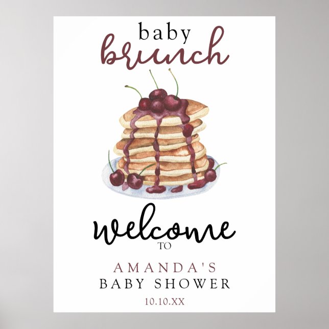 Baby Brunch Pancakes Sweet Cherry Baby Dusche Poster (Vorne)