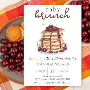 Baby-Brunch-Pfannkuchen Süße Kirsche Baby-Party Einladung