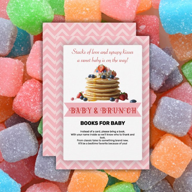 Baby & Brunch Rosa Erdbeere Pancakes Baby Dusche Begleitkarte (Von Creator hochgeladen)
