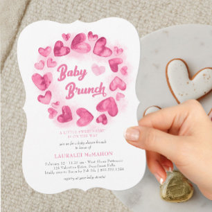 Baby Brunch Valentinstag Herz Mädchen Baby Shower Einladung
