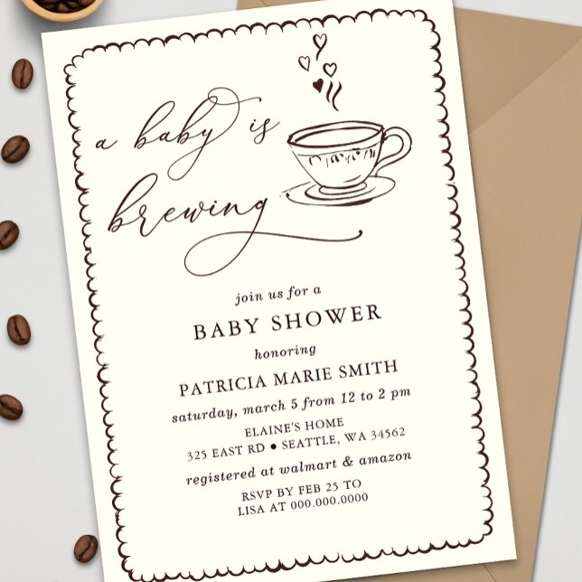 Baby brütet Coffee Gender Neutral Baby Dusche Einladung (Baby is Brewing Coffee Gender Neutral Baby Shower Invitation)