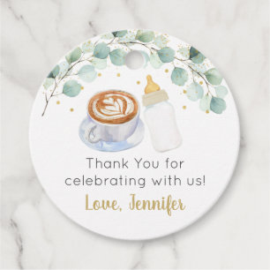 Baby brütet Kaffeegeniefer Babydusche Geschenkanhänger
