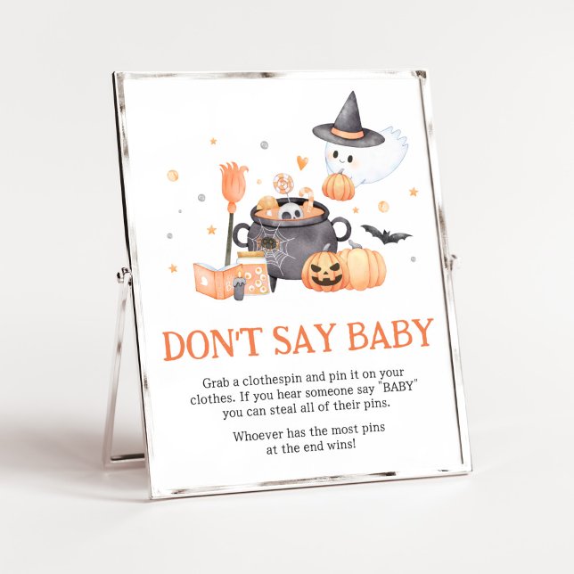 Baby brütet Orange Don't Say Baby Poster (Baby is Brewing Baby Shower Don't Say Baby Sign)