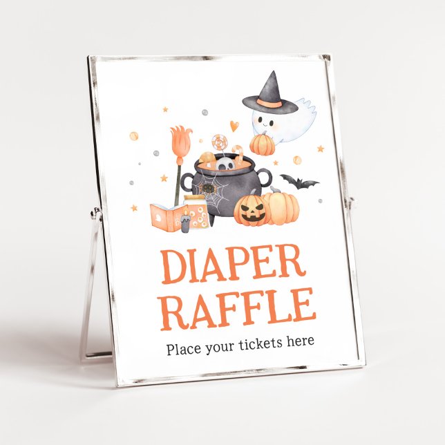 Baby brütet Orange Halloween Diaper Raffle Poster (Baby is Brewing Baby Shower Diaper Raffle Sign)