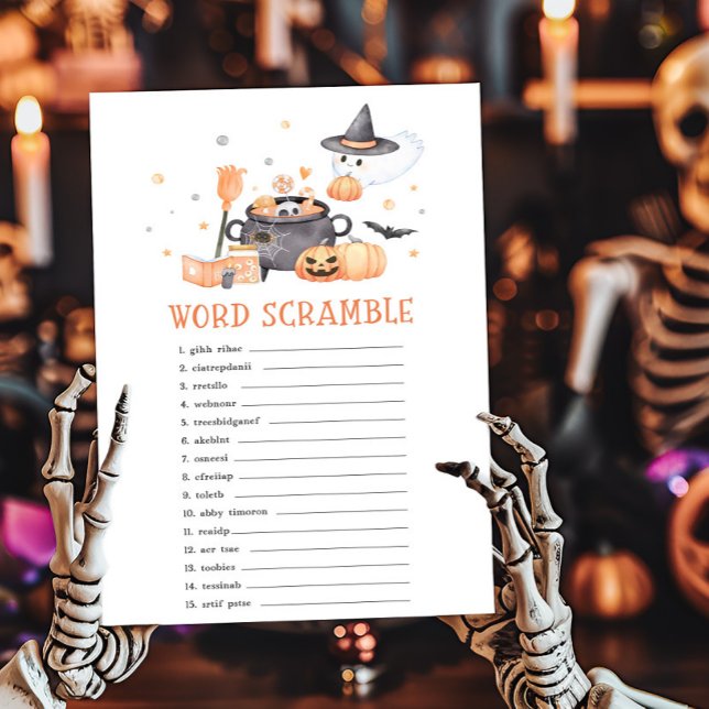 Baby brütet Orange Word Scramble Game (Baby is Brewing Baby Shower Word Scramble Game)