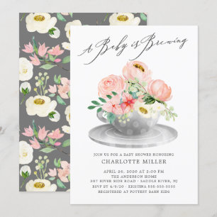 Baby brütet Pink Peonies Floral Baby Tee Einladung