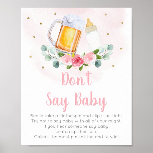 Baby brütet rosa Blütenblüte, sagt kein Babyspiel Poster (Vorne)