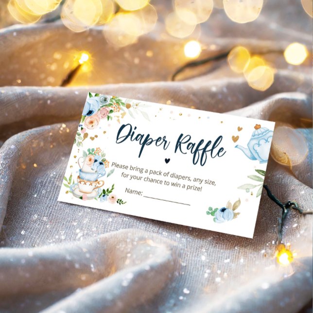 Baby brütet Tea Diaper Raffle Blue Baby Dusche Begleitkarte (Von Creator hochgeladen)