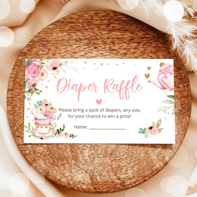 Baby brütet Tea Diaper Raffle Pink Baby Dusche Begleitkarte (Von Creator hochgeladen)