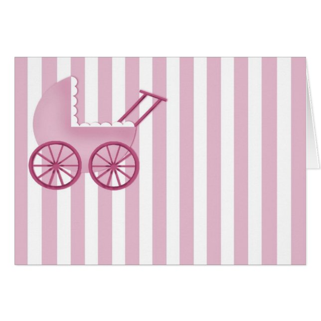 Baby-Buggy-Karte (pink) (Vorderseite (Horizontal))