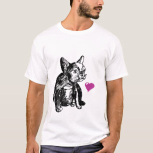 Baby Bulldog Hund Herz Männer Basic T - Shirt, Whi T-Shirt