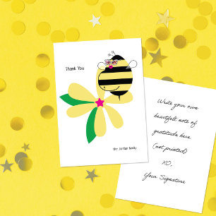Baby Bump Mom Biene mit Brille Gelbe Blume Dankeskarte