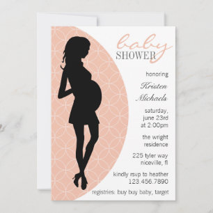 Baby-Bump-Silhouette Einladung [Peach]